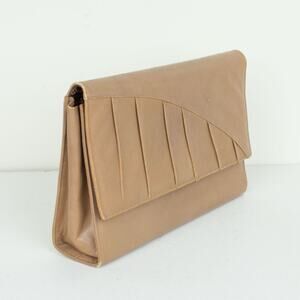Vintage Taupe Leather Purse / Shoulder bag / Clutch